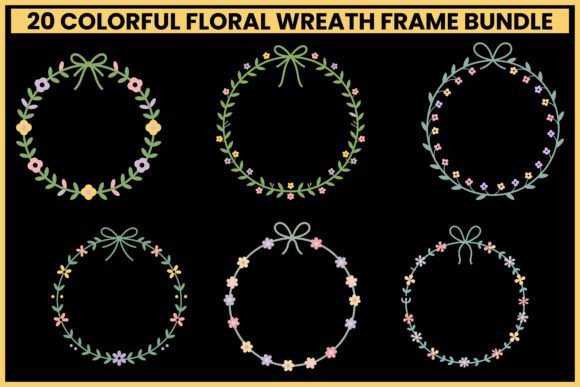 20 Colorful Floral Wreath SVG Bundle: Graphics & Illustrations for Real Crafting