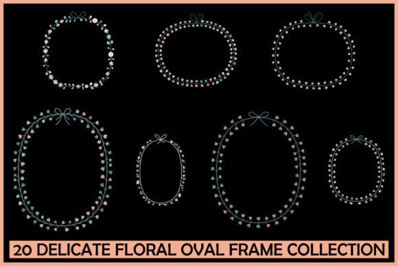 20 Delicate Floral Oval Frame SVG Bundle: Illustrations & Graphics