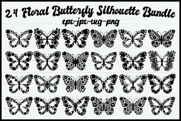 24 Floral Butterfly Silhouette Bundle: Graphics & Illustrations Review