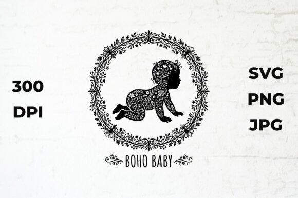 Baby Silhouette with Floral Details: Graphics & Illustrations for Modern Blogs