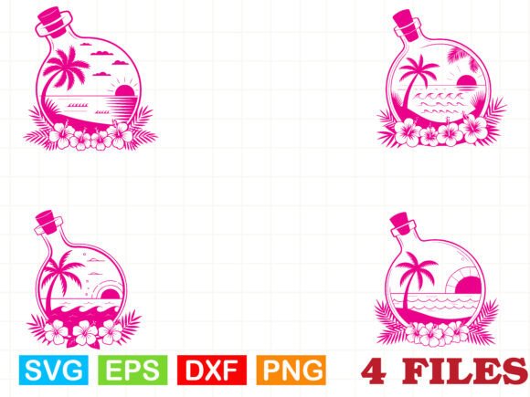 Beach on Bottle Svg, Floral Beach Svg