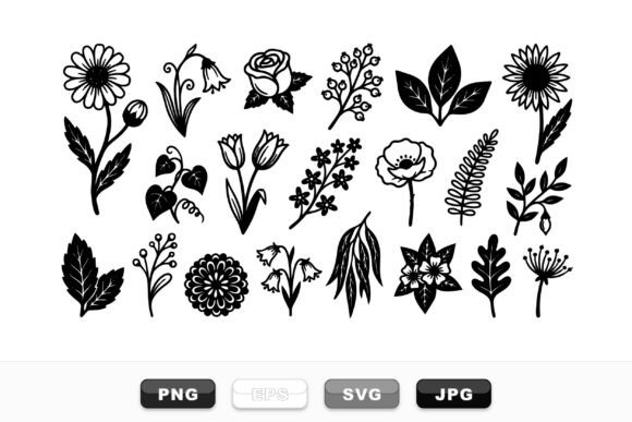 Black Floral Silhouette Set: Graphics & Illustrations for Modern Publishing