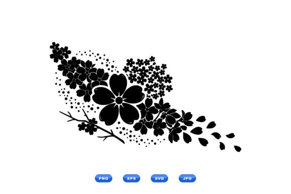 Cherry Blossom Floral SVG Clipart: Elegant Graphics & Illustrations