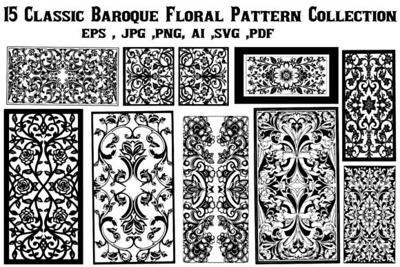 Classic Baroque Floral Pattern Collection: Graphics & Illustrations