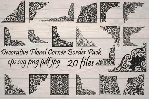 Decorative Floral Corner Border Graphics & Illustrations