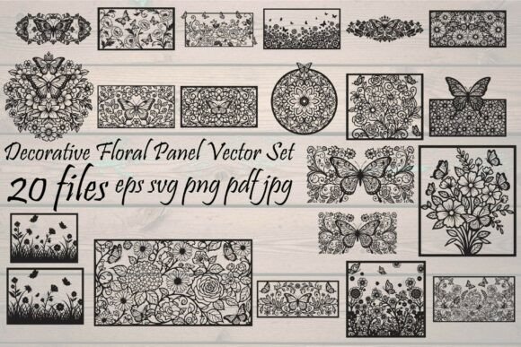 Decorative Floral Panel Vector Set: Graphics & Illustrations for Sellers