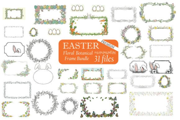 Easter Floral Botanical Frame Bundle: A Review for Graphics and Illustrations