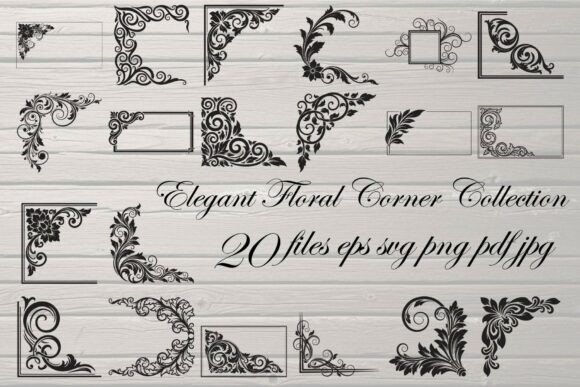 Elegant Floral Corner Collection: Graphics & Illustrations