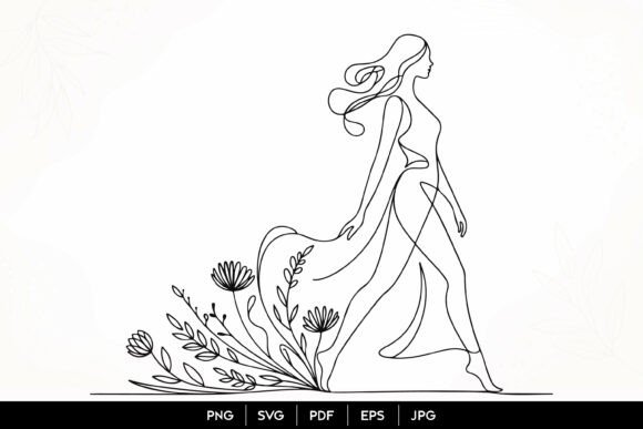 Elegant Floral Woman Line Art SVG Review