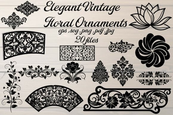Elegant Vintage Floral Ornaments: Graphics & Illustrations