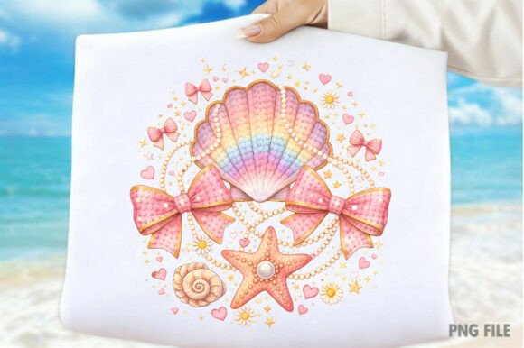 Floral Coquette Seashell PNG: Graphics & Illustrations for Editorial Charm