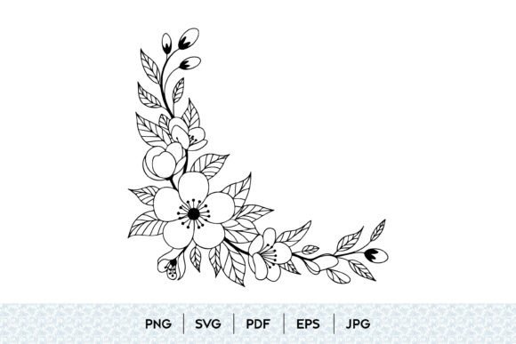 Floral Corner Border Line Art Vector Graphics & Illustrations