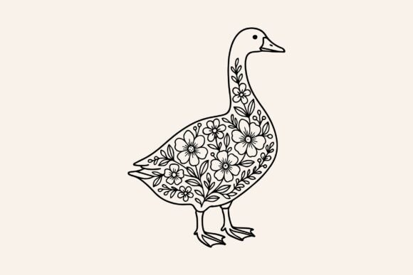 Floral Goose Clipart Sublimation Vector for Graphics and Illustrations