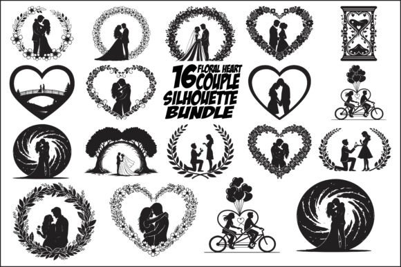 Floral Heart Couple Silhouette Bundle Review