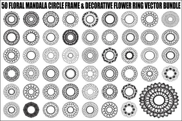 Floral Mandala Circle Frame Bundle: Graphics & Illustrations for Handmade Brands