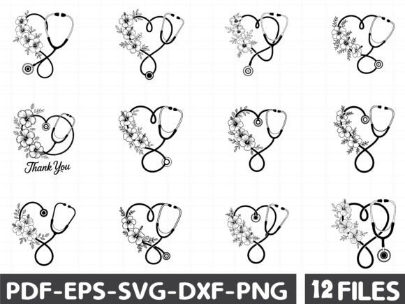Floral Stethoscope Heart SVG: A Fresh Graphics & Illustrations Asset