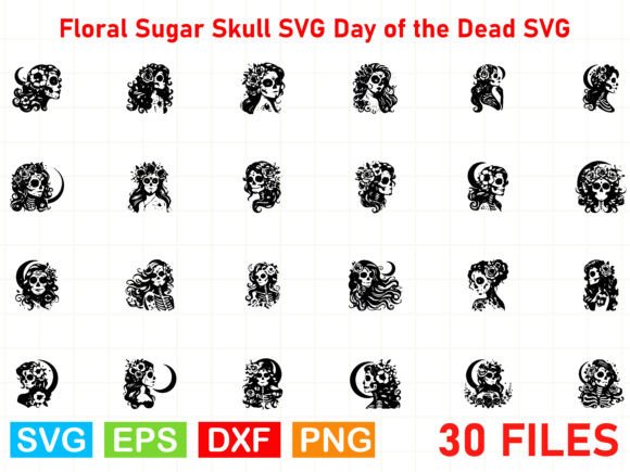 Floral Sugar Skull SVG Day of the Dead Graphics & Illustrations