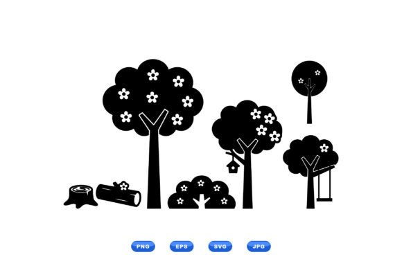 Floral Tree Clipart Collection: Graphics & Illustrations