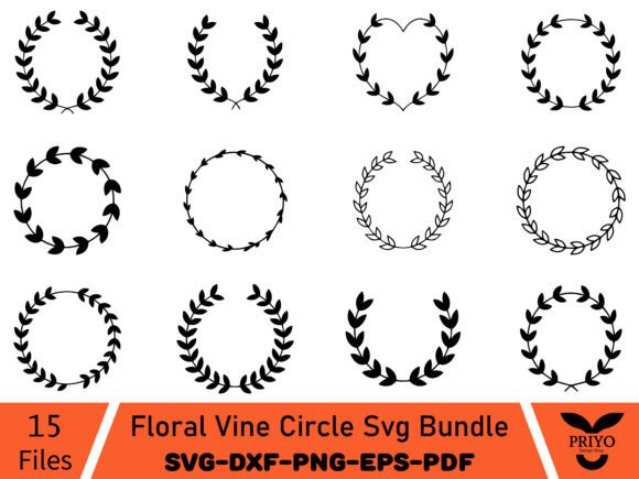 Floral Vine Circle Svg Bundle: Graphics & Illustrations for Makers
