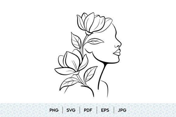 Floral Woman Portrait Vector Art for Graphics and Illustrations