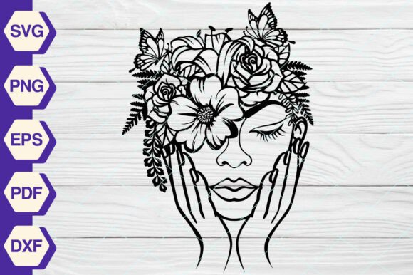 Floral Woman SVG Graphics & Illustrations EP392