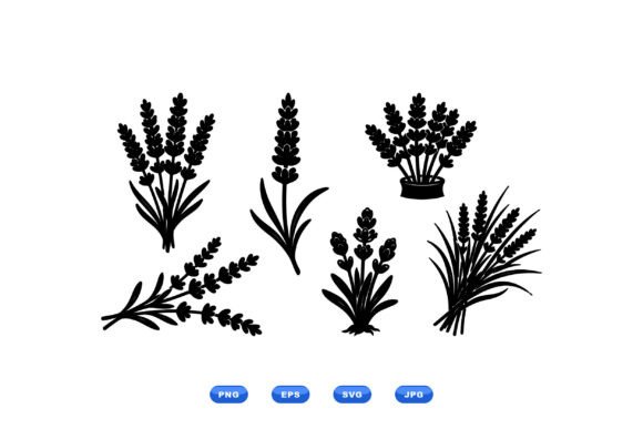 Lavender Floral SVG Silhouettes: Graphics & Illustrations