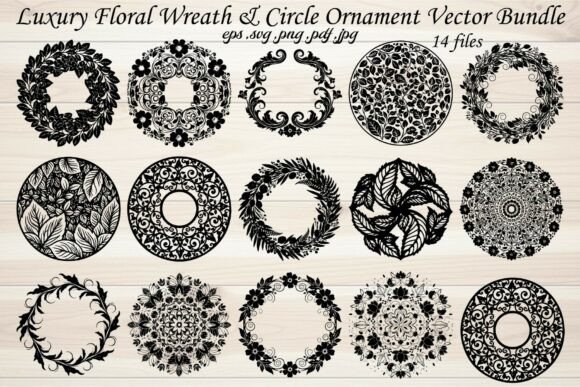 Luxury Floral Wreath Circle Ornament Graphics
