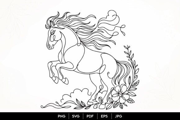 Majestic Floral Horse SVG Design for Graphics and Illustrations