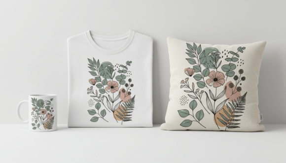 Modern Botanical Floral Illustration for Graphics and Branding
