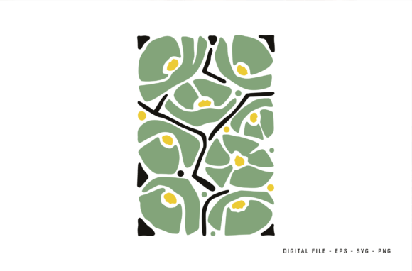 Muted Green Floral SVG: Editorial Graphics & Illustrations