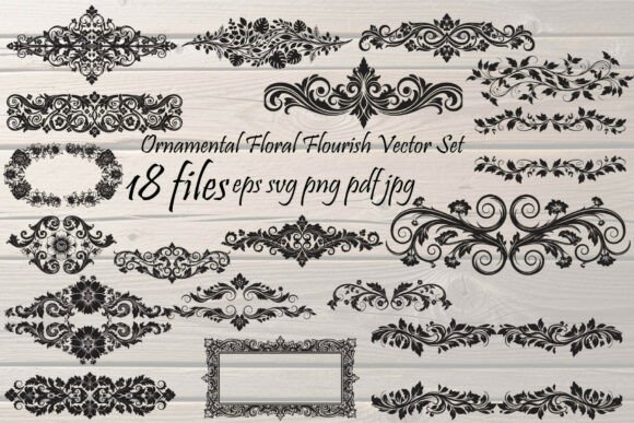 Ornamental Floral Flourish Divider Graphics & Illustrations