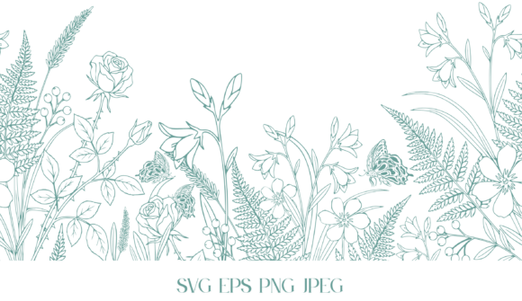 Patina Blue Floral Line Border Review