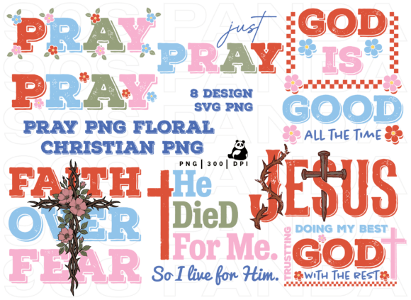 Pray PNG Floral Christian Graphics & Illustrations Bundle