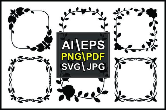 Silhouettes Floral Frame Patterns: A Review for Graphics and Illustrations