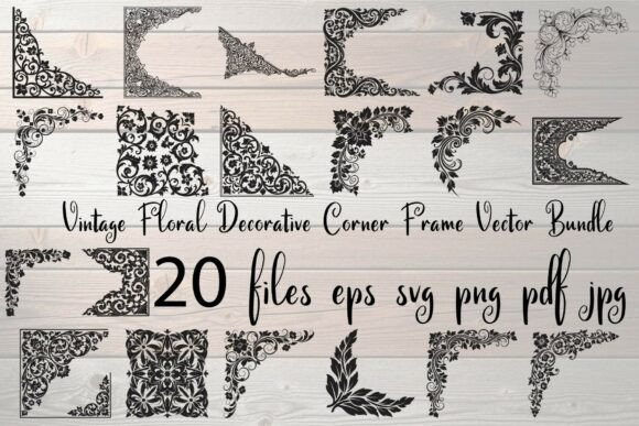 Vintage Floral Decorative Corner Frame Graphics & Illustrations