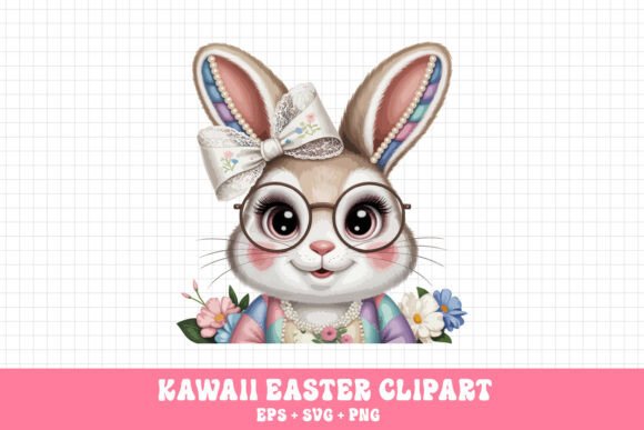 Vintage Floral Easter Bunny Graphics & Illustrations