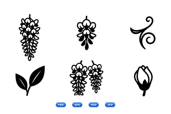 Wisteria Floral Clipart Pack: Minimalist Graphics & Illustrations