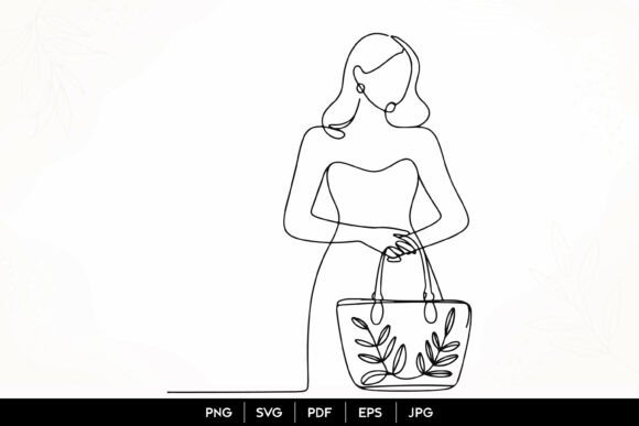 Woman with Floral Tote Bag SVG: A Strategic Graphics and Illustrations Review