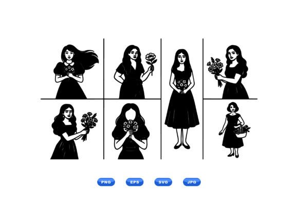 Women Floral Silhouette SVG: Elegant Graphics & Illustrations